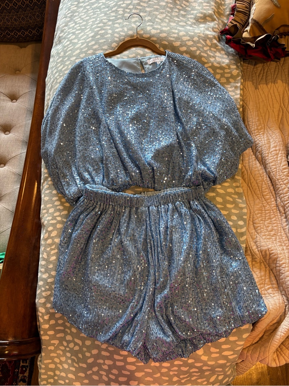 Endless Rose Light Blue Sequin Two-Piece Set